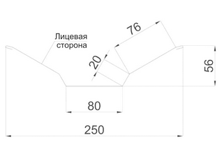 Чертеж планки ендовы верхней 76x76