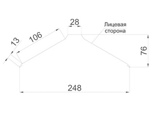 Чертеж планки конька плоского 120x120