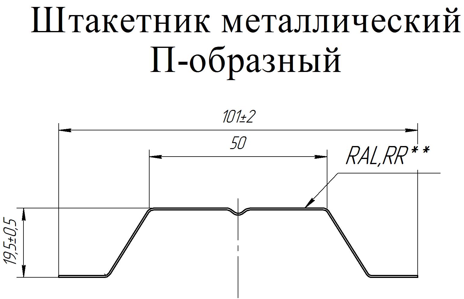М образный штакетник чертеж