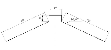 Чертеж планки конька плоского 150x40x150