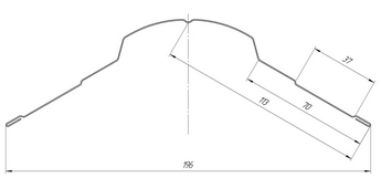 Чертеж планки конька фигурного 70x70