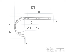Схема короткого крюка крепления желоба для водосточной системы